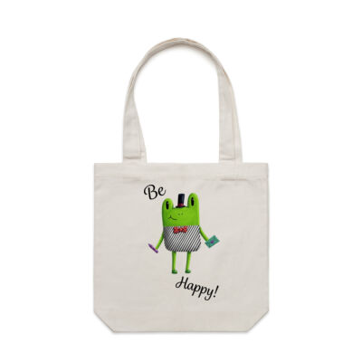 Froggy Says Be Happy Tote Bag Thumbnail