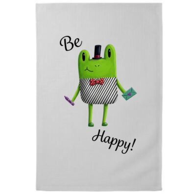 Froggy Says Be Happy Tea Towel Thumbnail